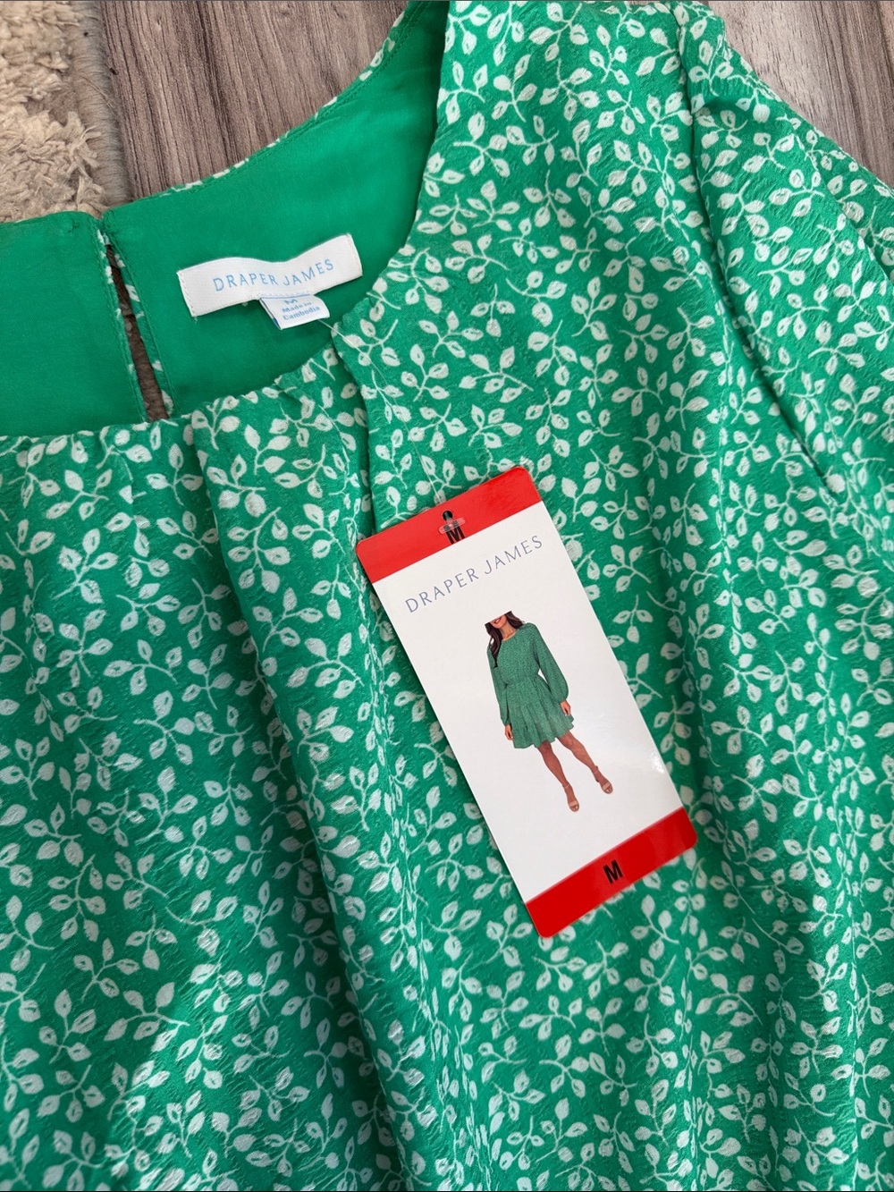 Draper James Green Floral Tiered Long-Sleeve Dress - Picture 2 of 4